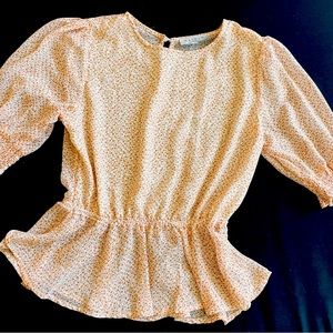 Hayden Beige/Carmel Floral Chiffon Peplum Blouse